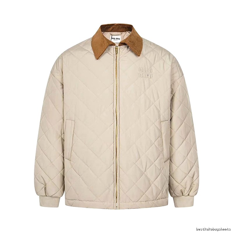 Quilted Collared Jacket with diamond stitching and a contrasting brown collar - Travel