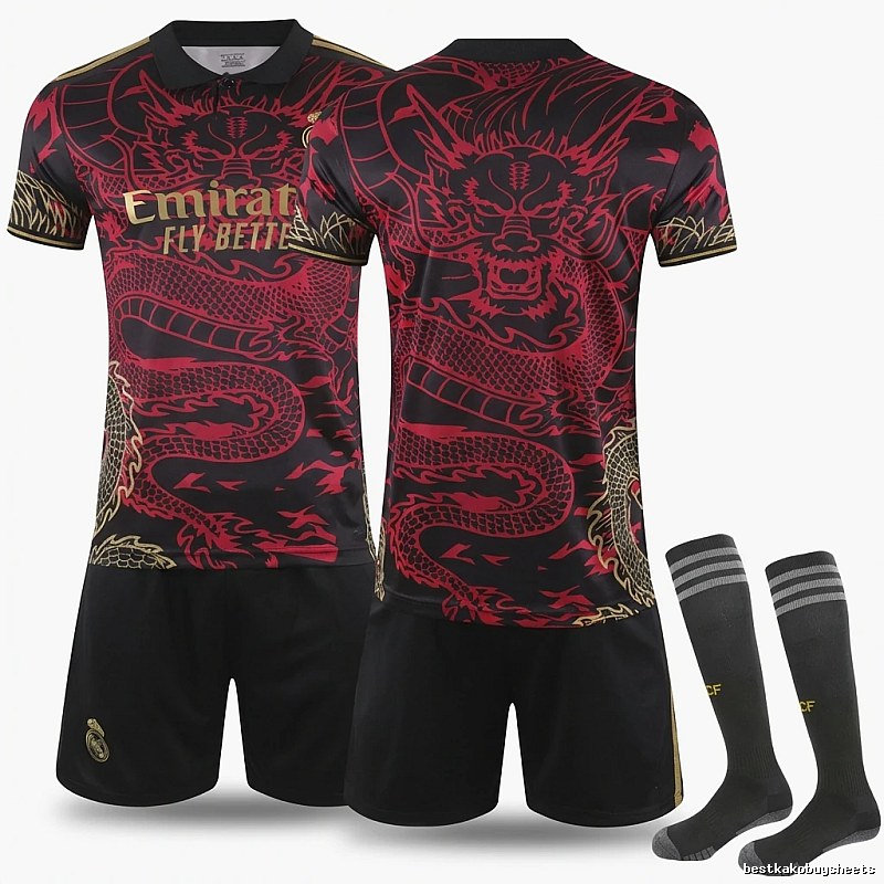 Real Madrid China Dragon series black and red jerseys