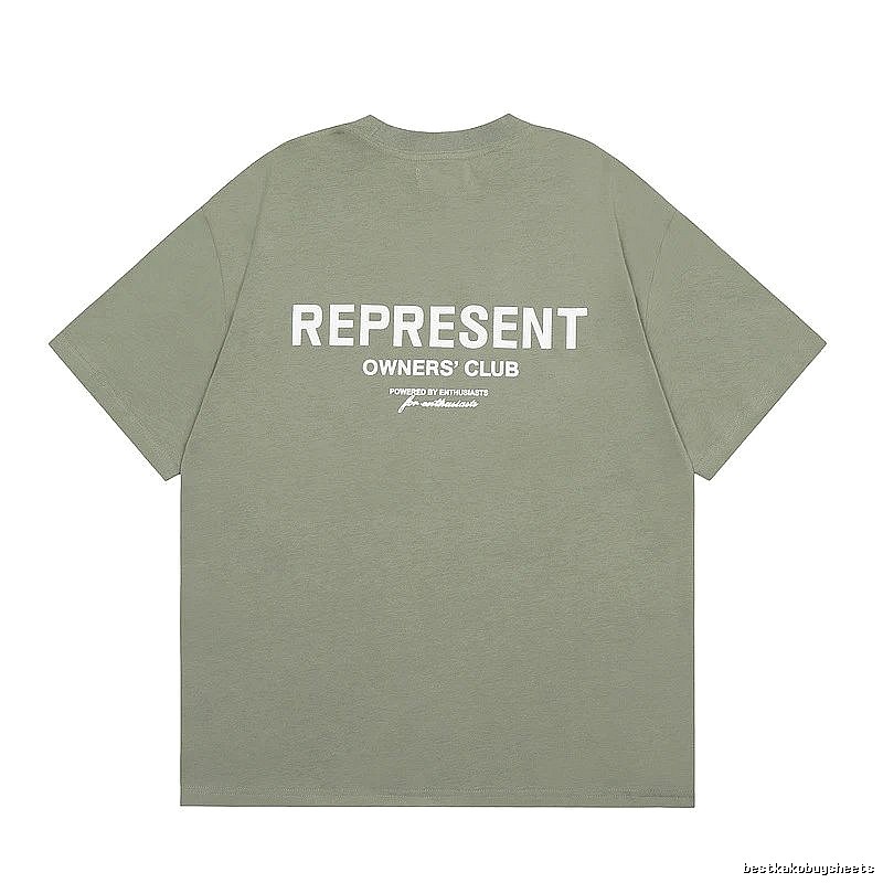 Represent Army Green Style 868 Owners Club T-Shirt Signature Detail Logo