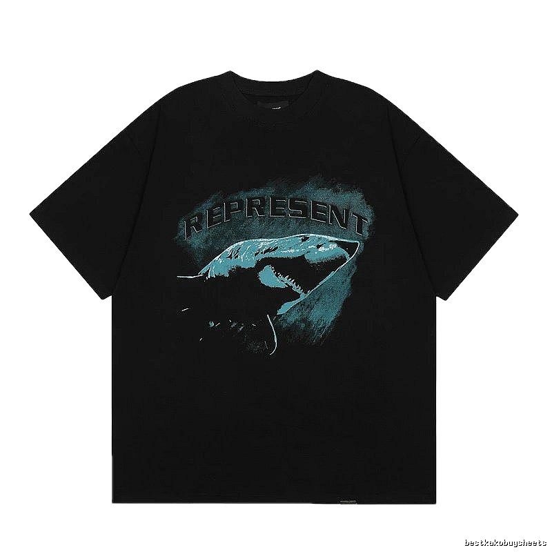 Represent Shark Print Retro Style Black T-Shirt