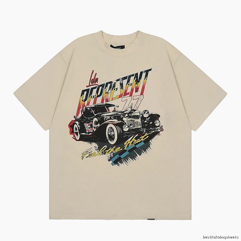 Represent Vintage Classic Car Printed Beige Short-sleeve T-shirt