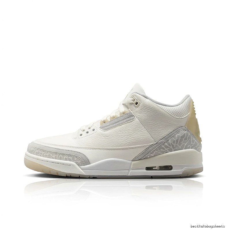 Retro-style white Jordan 3 sneakers