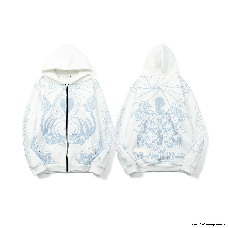 Revenge Skull Print White Hoodie