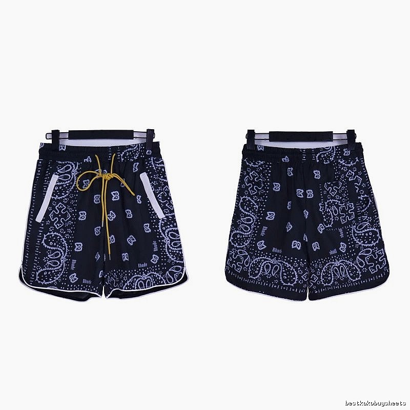 RHUDE retro-style black shorts