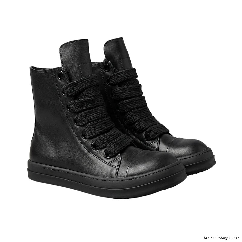 Rick Owens dark style high-top boots