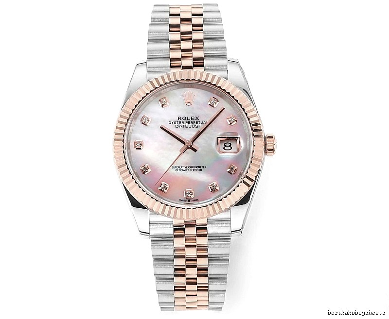 Rolex Datejust Automatic Watch - pink mother-of-pearl dial and two-tone bracelet for gifting