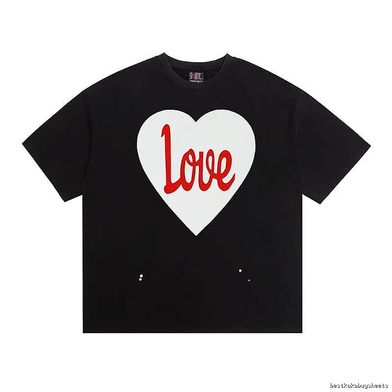SAINT Heart Print Street Style Black T-Shirt