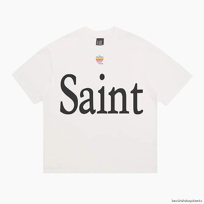 SAINT Letter Print Street Style Off-white T-shirt