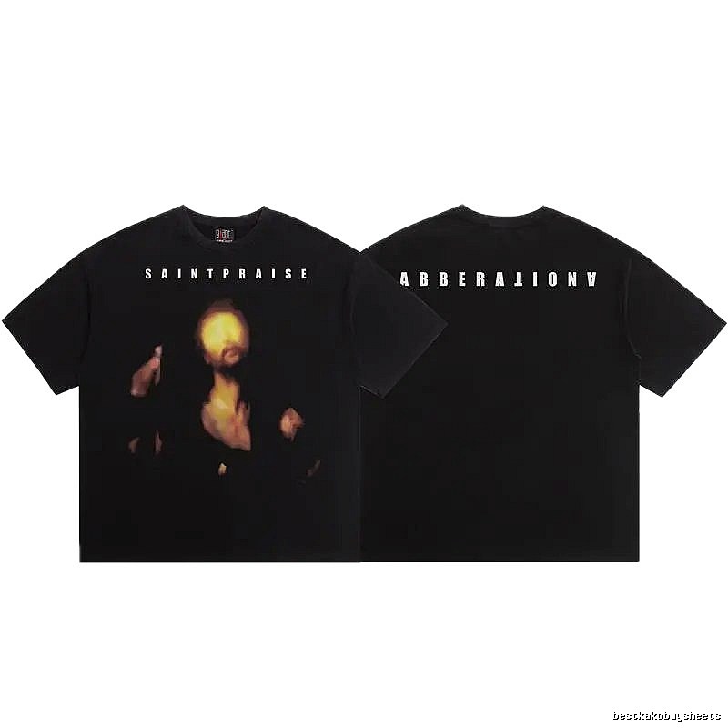 SAINT Portrait Print Dark Style Black T-Shirt