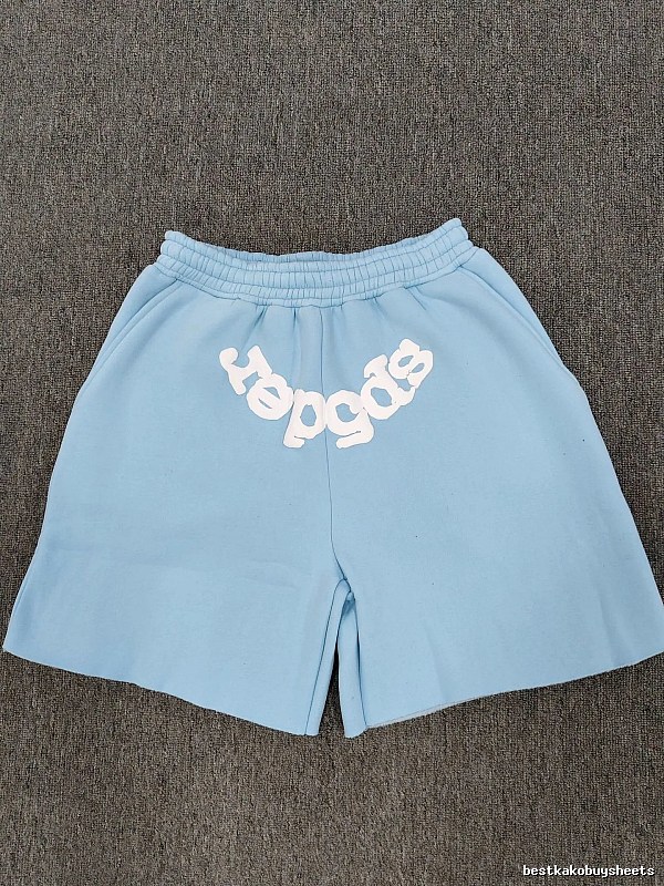 Sp5der Foam Print Street Style Light Blue Shorts