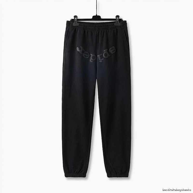 Sp5der Letter Trendy brand Black Sweatpants