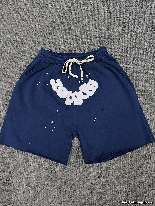 Sp5der Star Print Street Style Navy Blue Shorts
