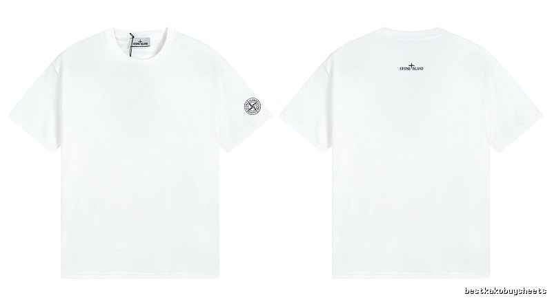 Stone Island Badge Minimalist Style White Short-sleeve T-shirt