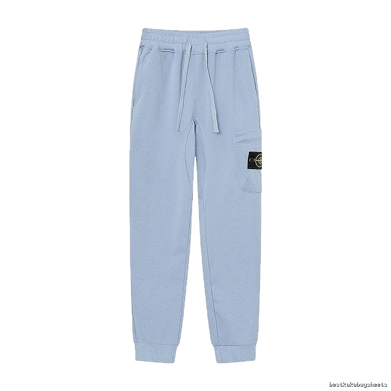 Stone Island Compass Badge Street Style Light Blue Cuffed Jogger Sweatpants