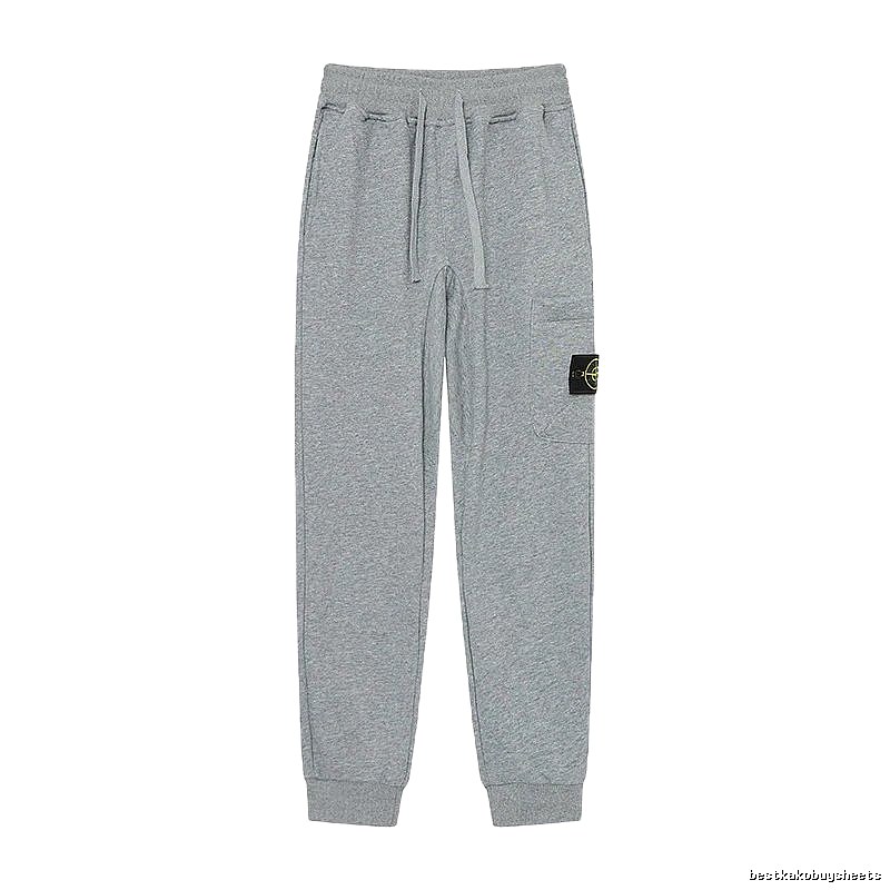 Stone Island Compass Logo Casual Light Grey Cuffed Sweatpants