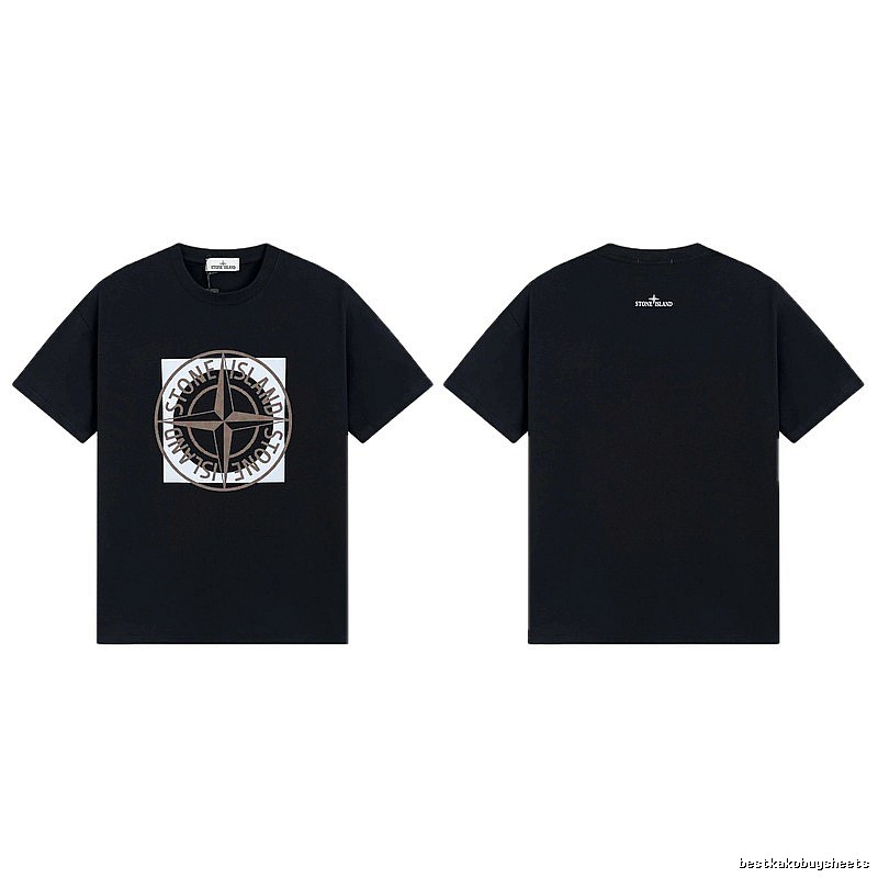 Stone Island Compass Print Street Style Black T-Shirt