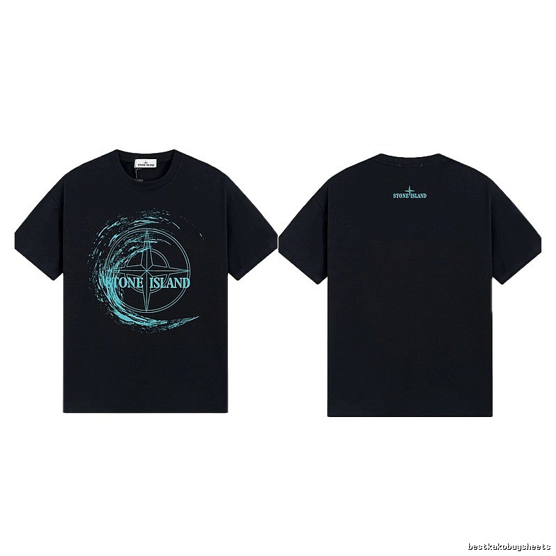 Stone Island Compass Print Street Style Black T-Shirt
