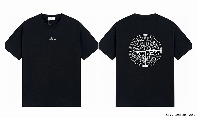 Stone Island Compass Print Trendy Cool Black T-Shirt