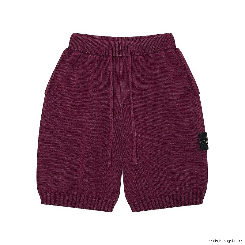 Stone Island Knit Casual Style Burgundy Shorts