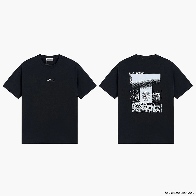 Stone Island Printed Functional Style Black Short Sleeve T-Shirt