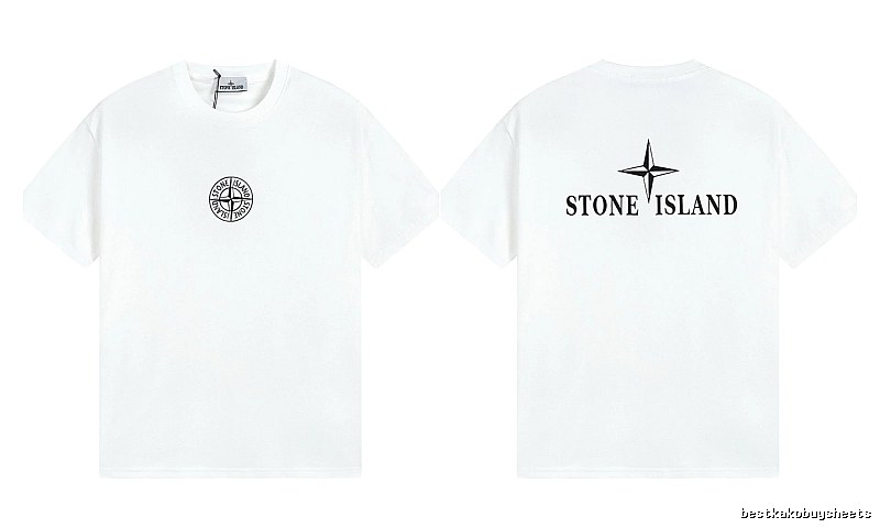 Stone Island Printed Street Style White Short Sleeve T-shirt