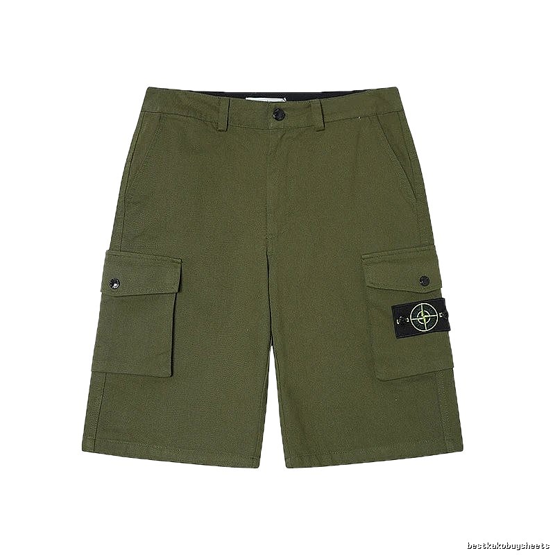 Stone Island Techwear Style Army Green Cargo Shorts