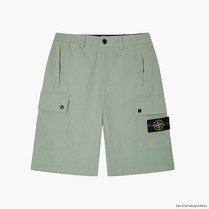 Stone Island Techwear-style Multi-pocket Light Green Cargo Shorts