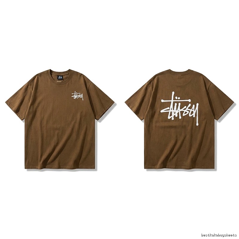 Stussy basic simple style coffee-colored T-shirt