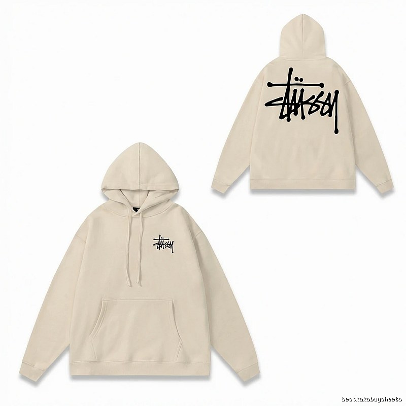 Stussy basic style minimalist beige hoodie