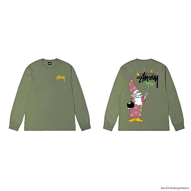 Stussy Cartoon Fun Style Olive Green Sweatshirt