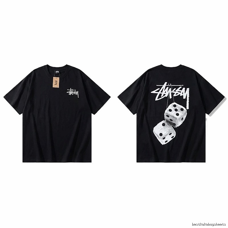 Stussy Dice Trendy and Cool Style Black T-shirt