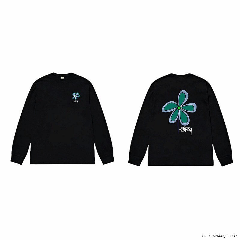 Stussy Flower Print Black Long-Sleeve
