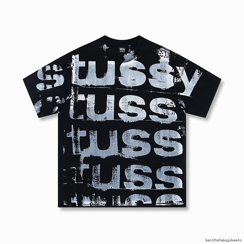 Stussy graffiti-style black T-shirt with letters