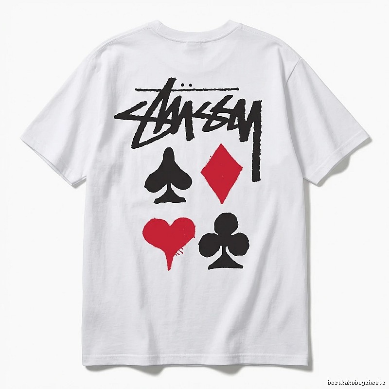 Stussy Poker Print Simple White T-shirt