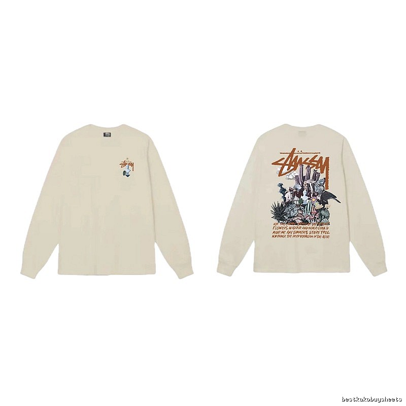 Stussy Print Retro Style Long-Sleeve (Off-White)