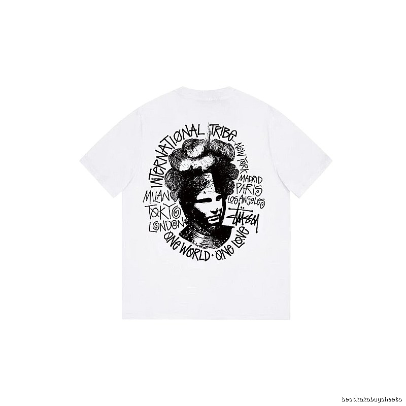 Stussy Summer Graphic T-shirt Black White Stussy with Bold Graphic