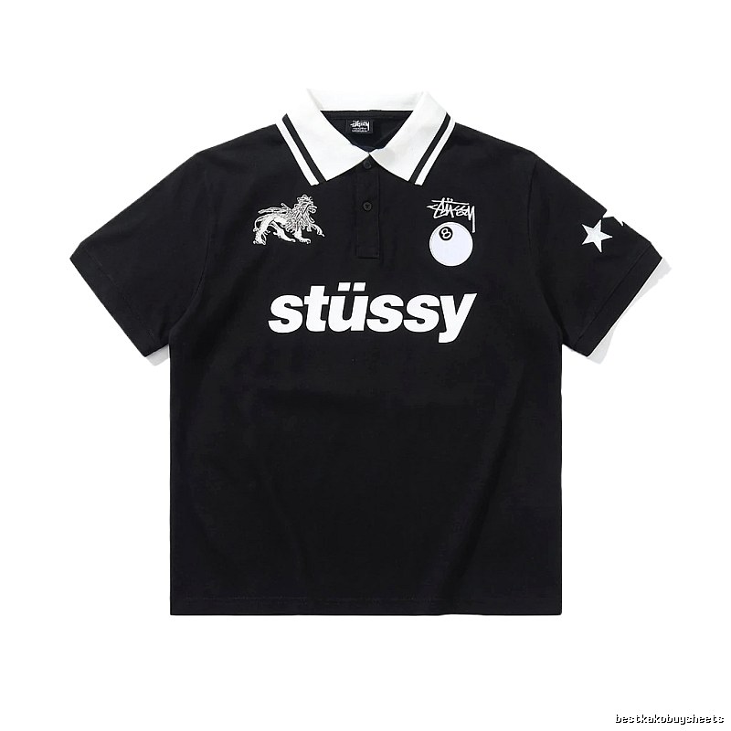 Stussy Trendy Style Black Polo Shirt