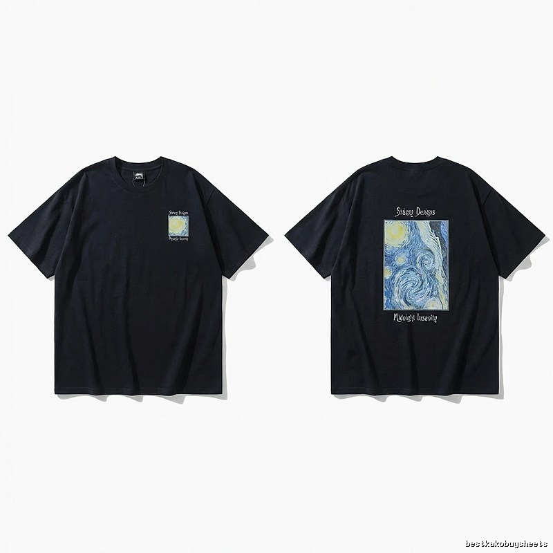 Stussy Van Gogh series dark style T-shirt