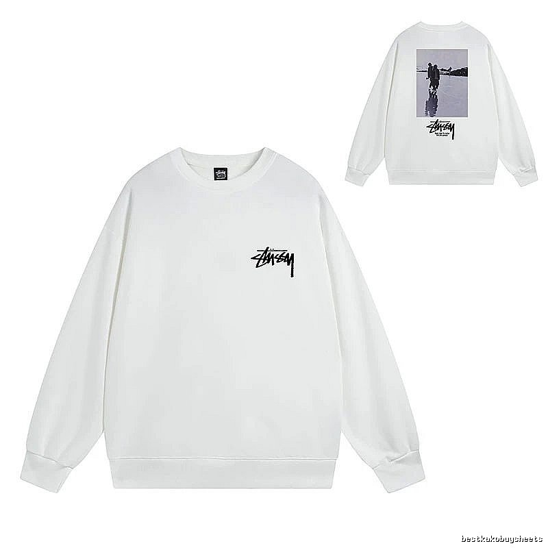 Stussy White Style 537 Graphic SweatShirt Warm Weather