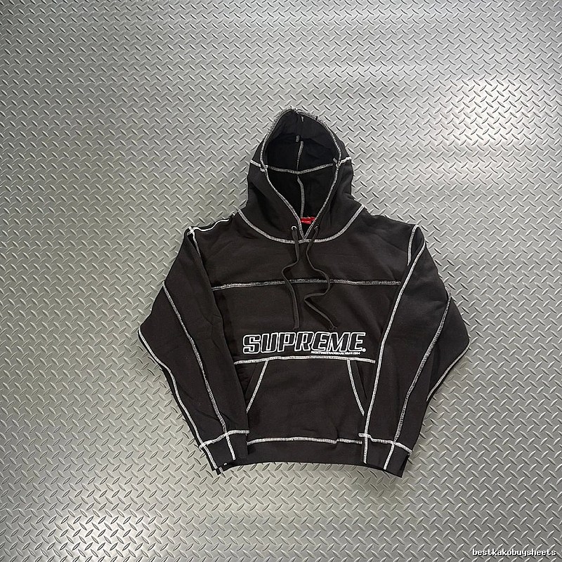 Supreme Black Contrast Piping Pullover Hoodie