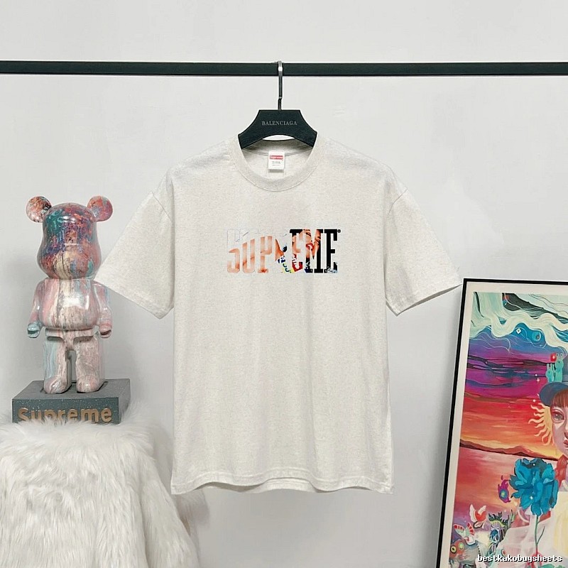 Supreme Color-block Print Street Style Off-white T-shirt