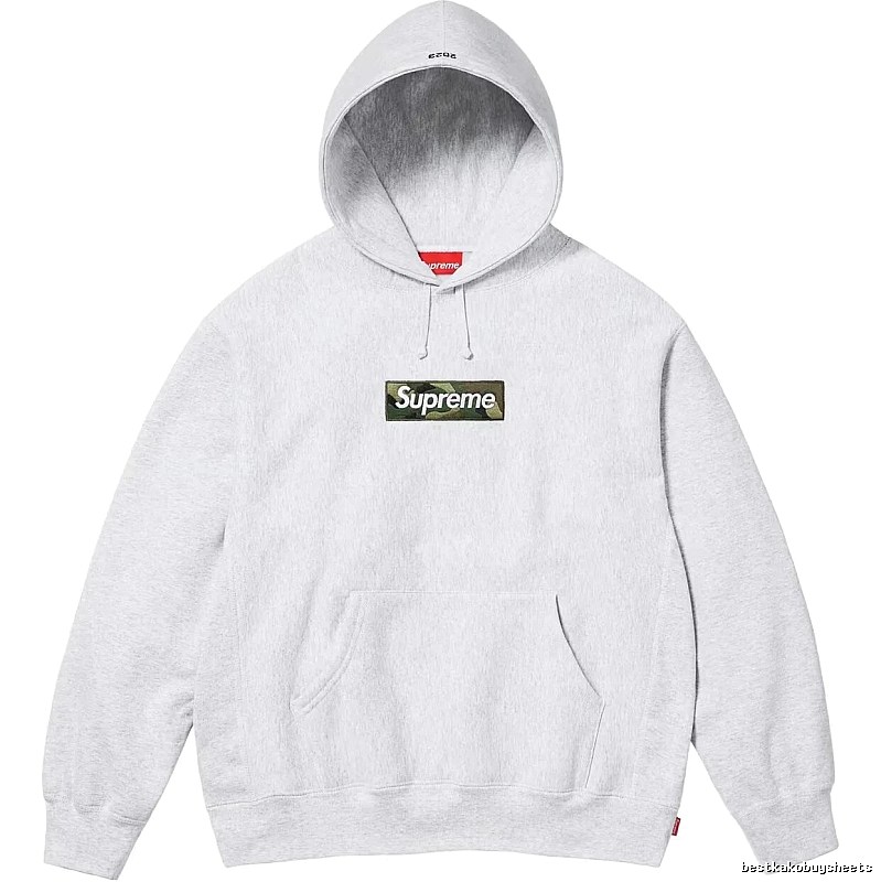 Supreme Patterned Logo hoodie Gray Red Oversized with Polished Detail