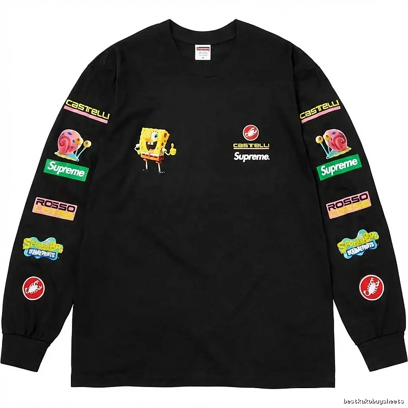 Supreme SpongeBob SquarePants Co-branded Black Long-sleeve Shirt