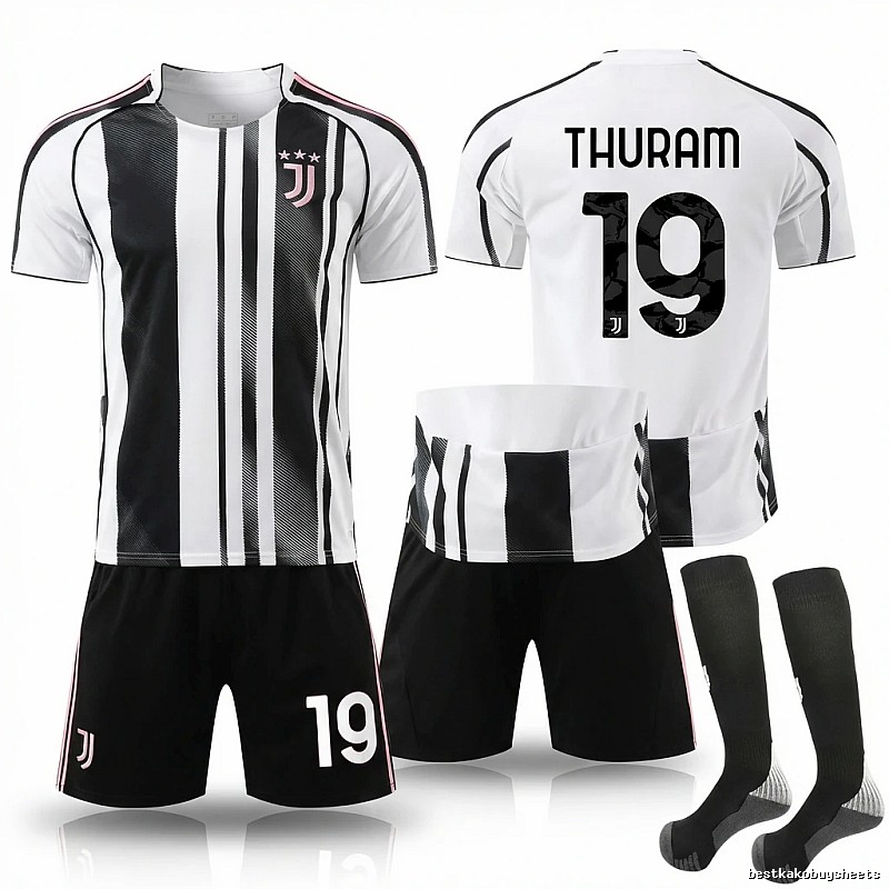 The black and white striped football jersey of Juventus.