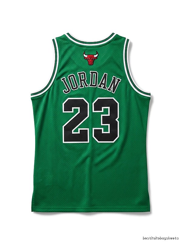 The green jersey with the number 23 of Michael Jordan