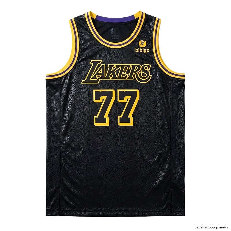 The No. 77 black jersey of the Los Angeles Lakers.