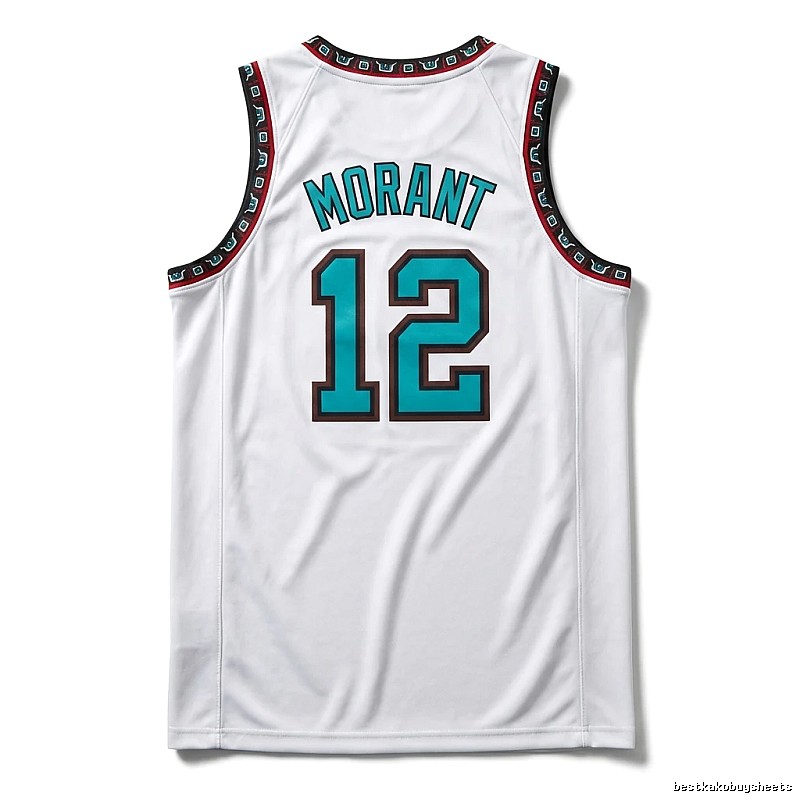 The white basketball uniform of Ja Morant of the Grizzlies.