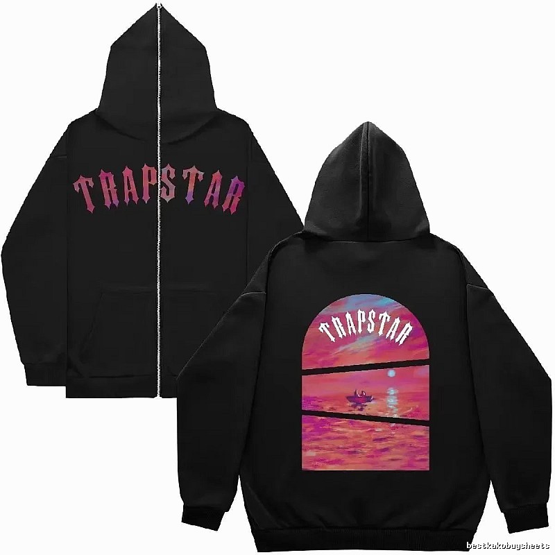 Trapstar Classic Graphic zip hoodie Black Zip Pink for Daily Styling
