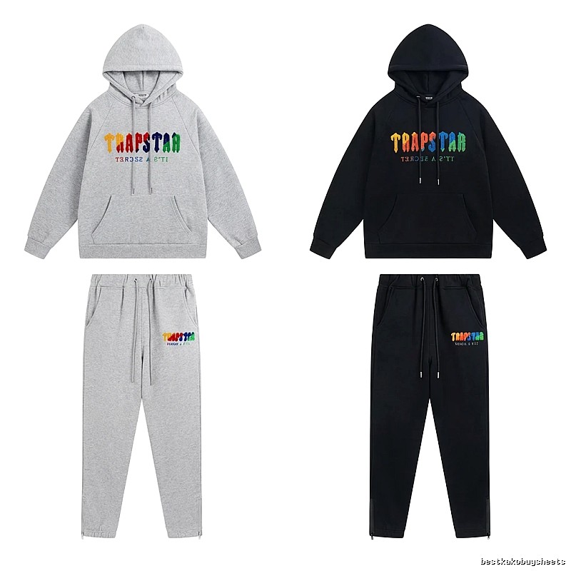 Trapstar Rainbow Wind Grey/Black Hooded Set