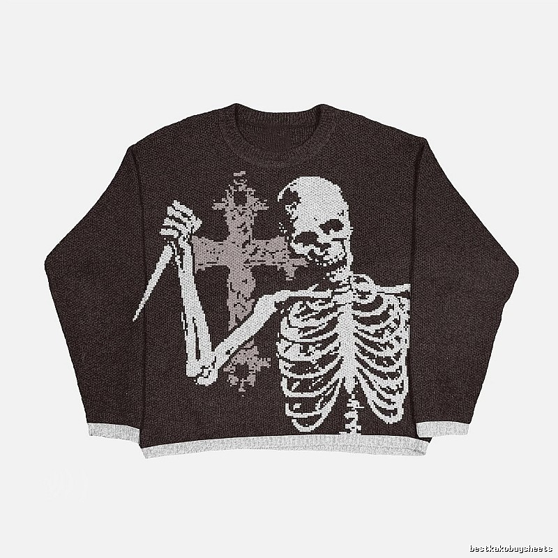 Travel Anime graphic sweater Black Knit Top with Modern Look